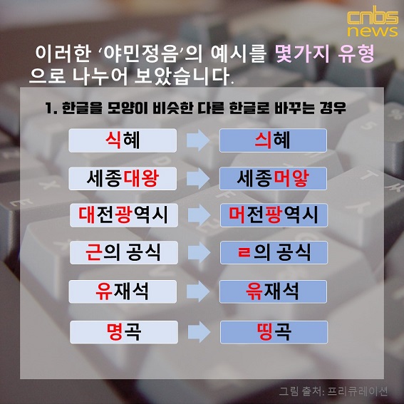 [카드뉴스] 언어유희 혹은 한글 파괴, '야민정음'의 등장